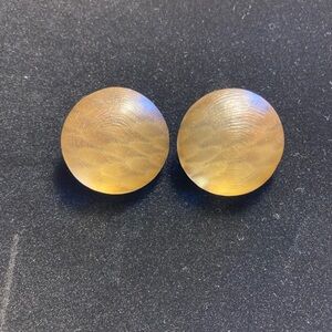 Alexis Bittar Button Snake Pattern Lucite Clip Earrings 1.25”